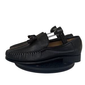 Mens Robert Zur Leather Slip-On Kiltie Tassel Moccasin Loafer Shoes SZ 11 Black